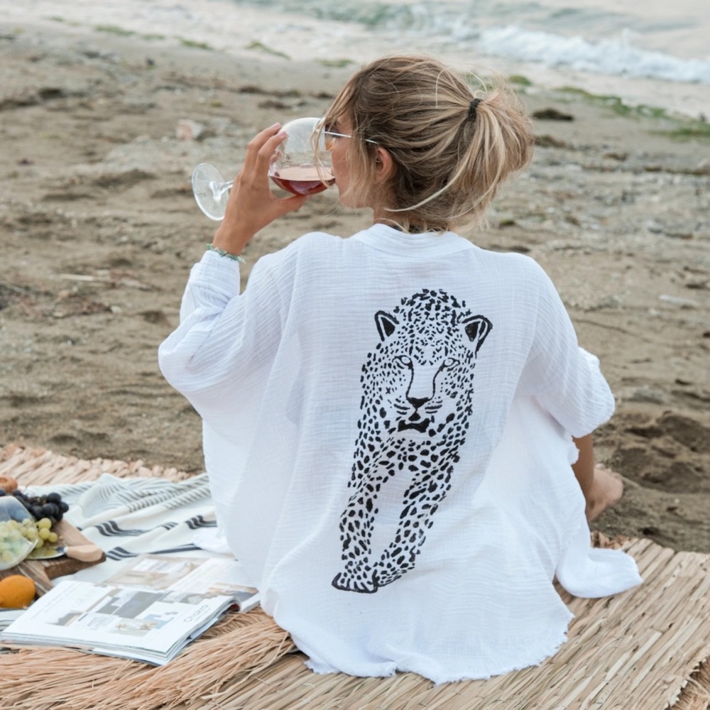 Double Layer Crinkle Cotton Tiger Kimono